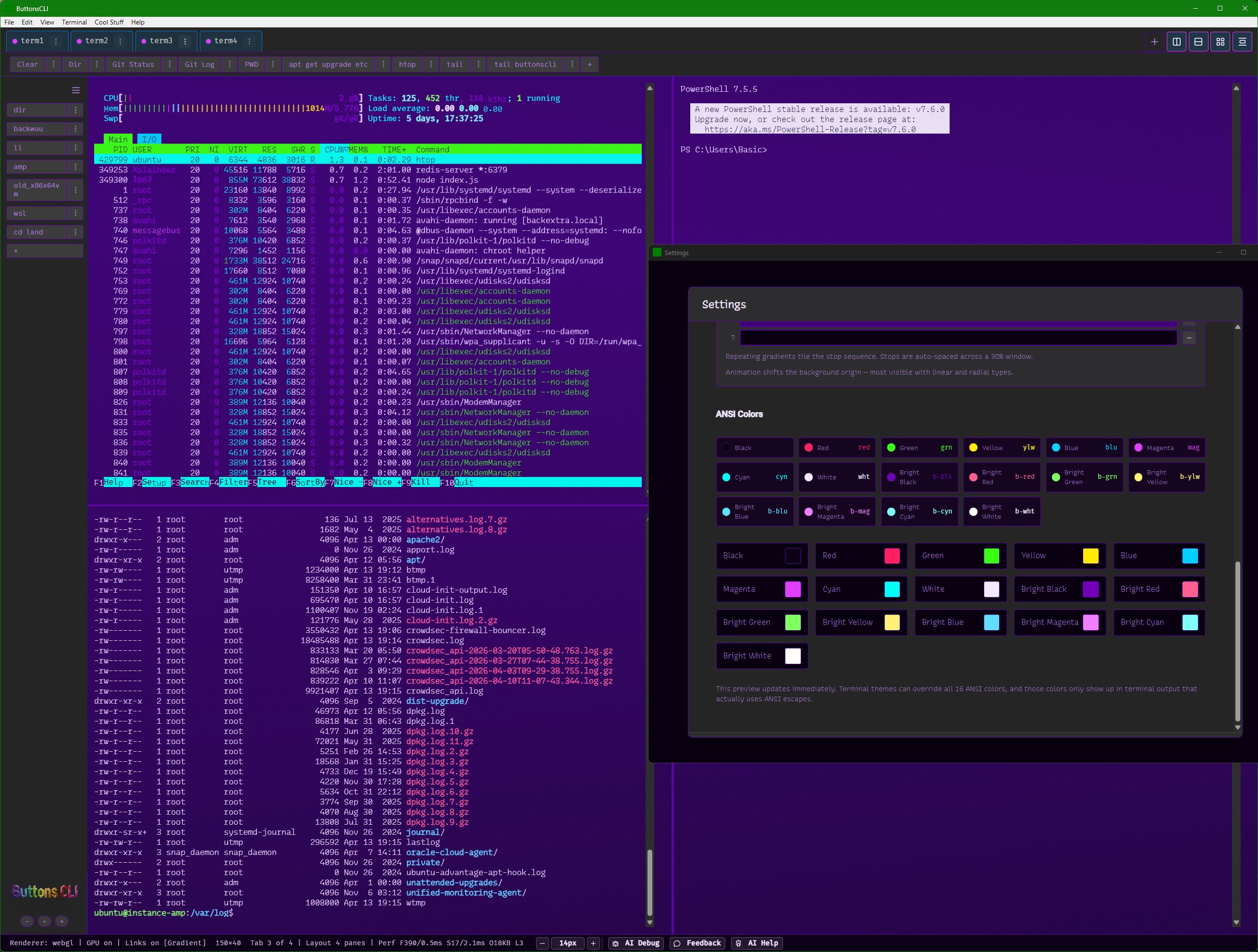 4-pane with ANSI colors