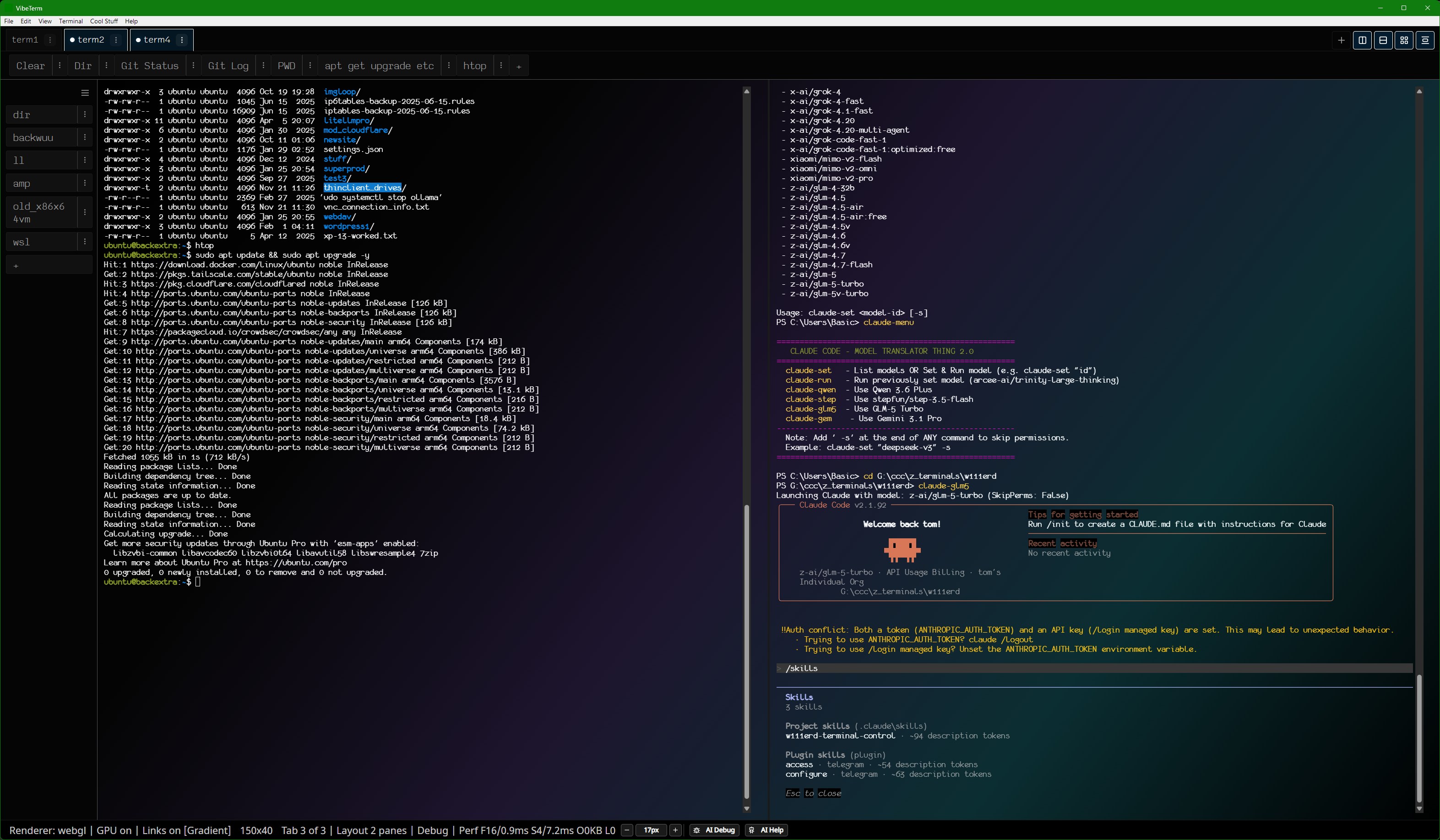 Split screen showing AI agent work across multiple server contexts