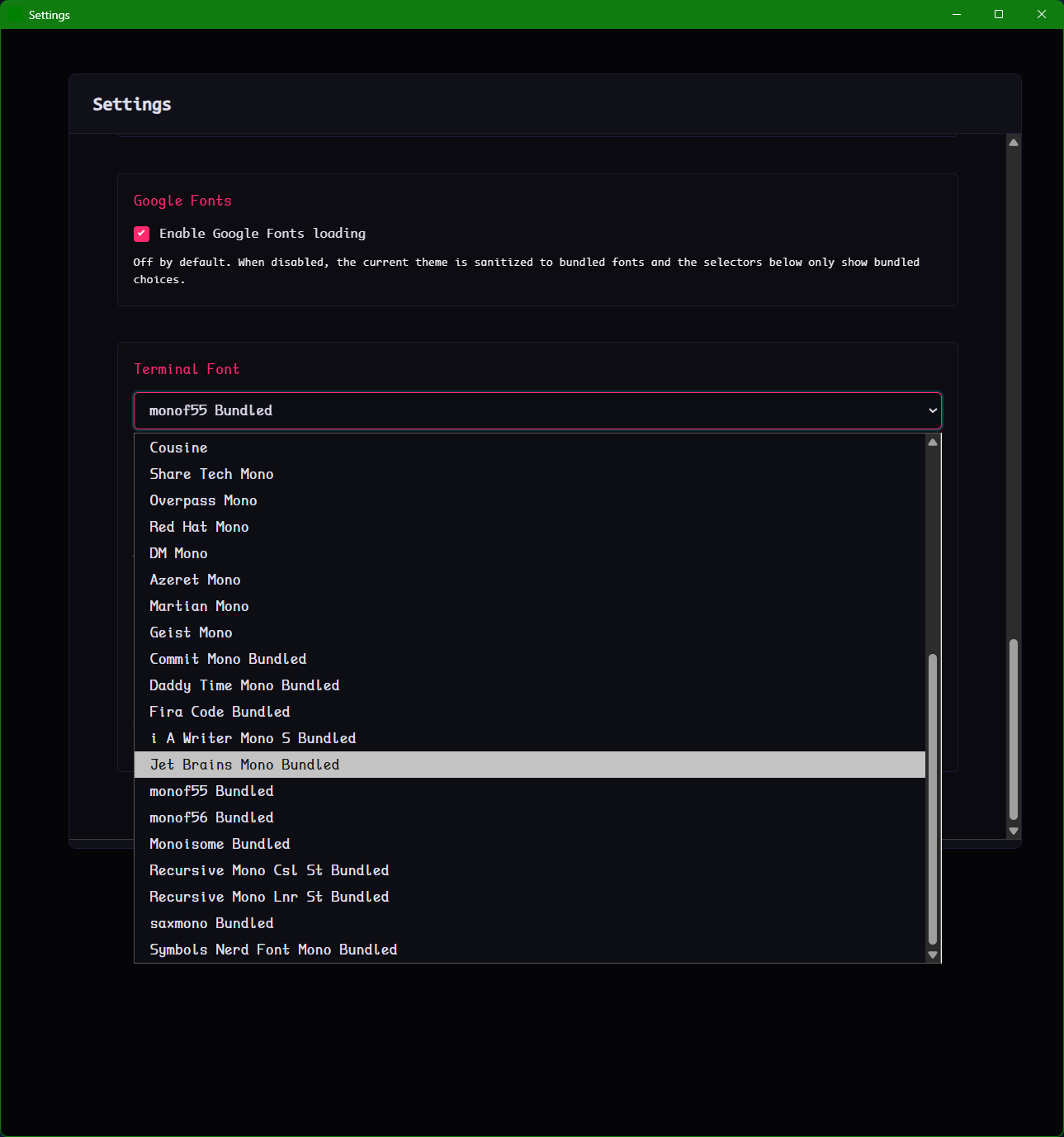 Font picker