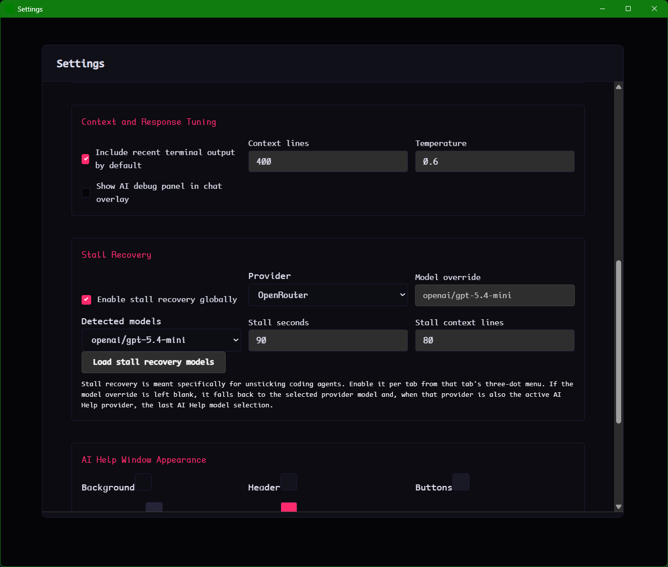 Recovery model picker